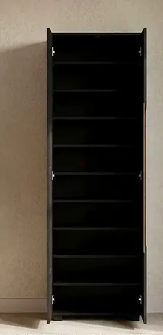 Bill 2 Door Tall Shoe Cabinet-30 Pairs-Wenge/Oak-