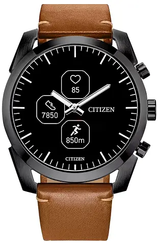 Citizen Hybrid Smartwatch with Brown Leather Strap