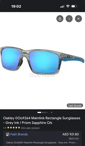 Oakley OO9264 Mainlink Rectangle Sunglasses - Grey Ink / Prizm Sapphire,original brand new 550
