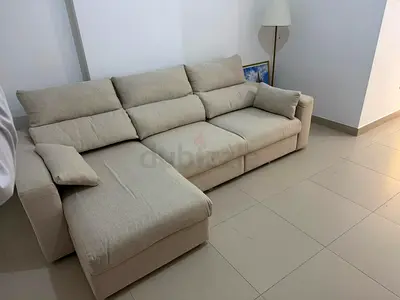 Super brand new condition esklstuna lshape sofa bed beige