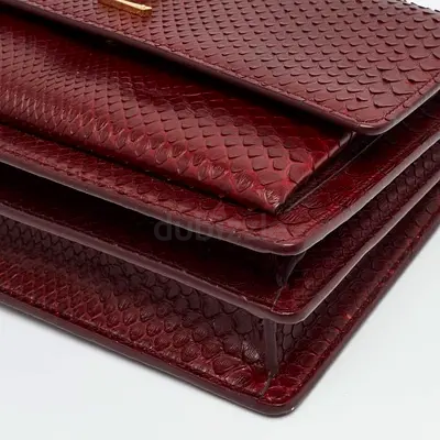 Saint Laurent Sunset Medium Burgundy Python Shoulder Bag