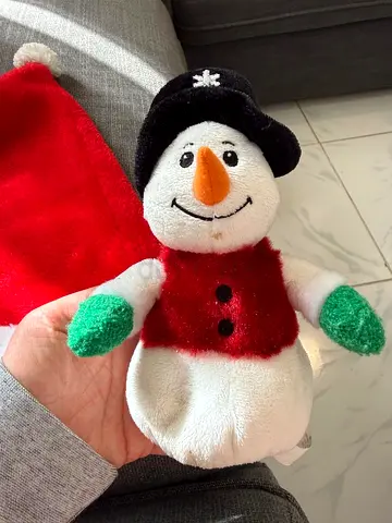 Plush Snowman Hand Puppet - Holiday Soft, Toy Christmas tree and decorations