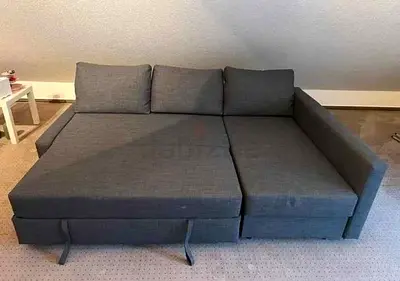 Grey L-shaped Sofa Bed with Storage — Good Condition