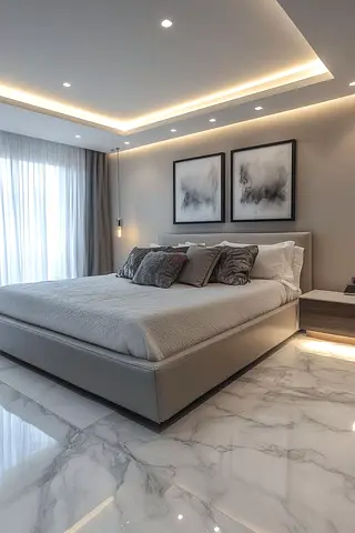 Customised Modern Upholstered King Size Bed Frame with Matching Nightstand