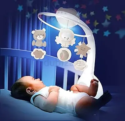 Soothing Crib Mobile with Star Projector and Plush Toys