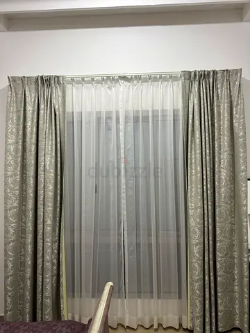 Set of patterned blackout curtains with sheer liners - gently used