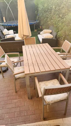 Outdoor 6-Seater Dining Set with Cushions - Good Condition