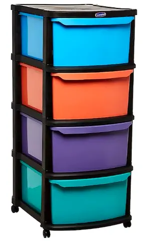 Heavy Duty 5 Tier Shelf and Cosmoplast 4 Tiers drawer Cabinet