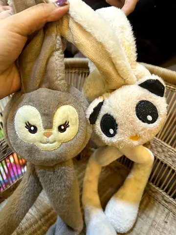 Pair of Cute Bunny Panda Plush ear muffs ! Set – Adorable Matching Couple Bundle 🐰🐼