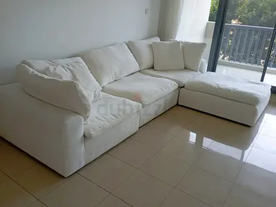 Premium quality marina home feather 🪶 filled modular sofa with ottoman