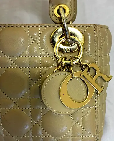 Christian Dior Lady Dior Handbag in Beige  Leather