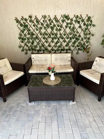 3 -3Seater Outdoor Wicker Love Seat with Cushions and table