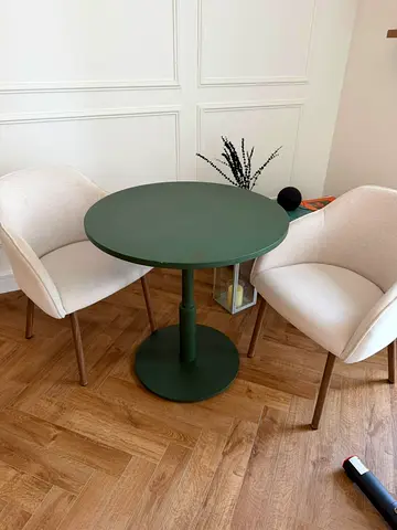 West Elm - Compact round green bistro table with 2 chairs  - indoor or outdoor