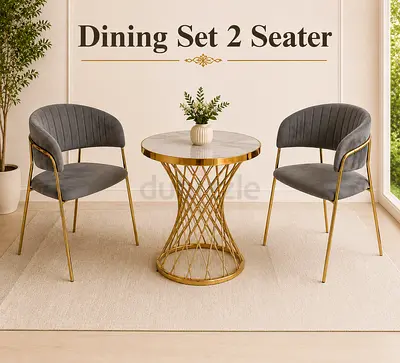 Luxury 2 Seater Dining Set – Grey Velvet Café Table Set