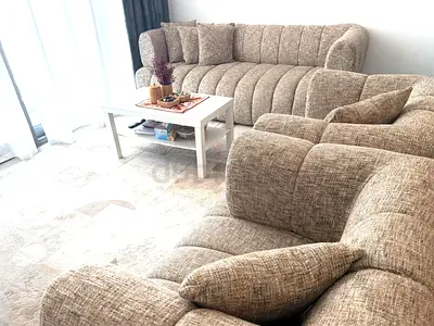 Modern Beige Fabric Sofa Set