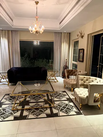 Living Room Set in Gold Metal Frame