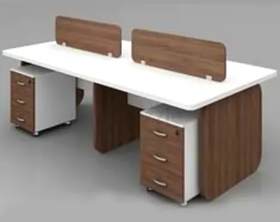 Modern 4-Seat Office Workstation Desk with Storage Pedestals