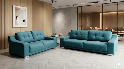 Teal 2-piece Sofa Set (3-seater + 2-seater) in Good Condition