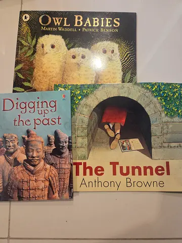 Set of 3 Childrens Picture Books - Owl Babies, The Tunnel, Digging Up the Past