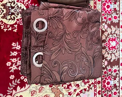 Brown Patterned Eyelet Curtains 100/230. 4 pieces