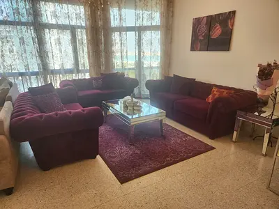 Maroon Velvet 3-Piece Sofa Set with Coffee Table