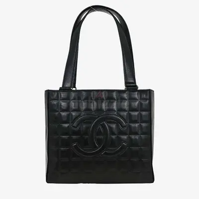 Chanel Black Lambskin Choco Bar Tote Bag