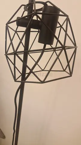 Industrial geometric floor lamp with metal cage shade ( ikea)