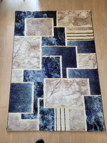 FREE DELIVERY - Blue and Beige Geometric Area Rug - Excellent Condition