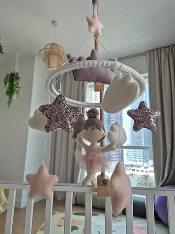 Soft Plush Star and Fairy Crib Mobile - Pink/Purple