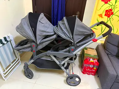 Double Stroller 6 in 1 With twin Car seats and Basinets