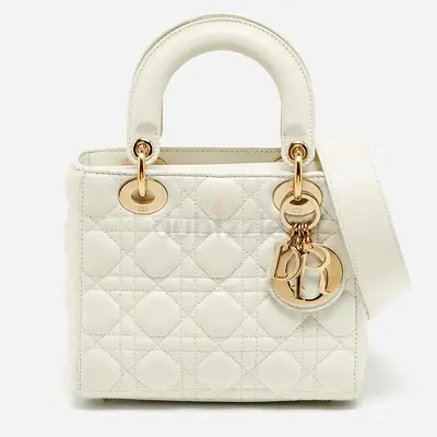 Dior Lady Dior My ABCDior Small White Cannage Leather Tote