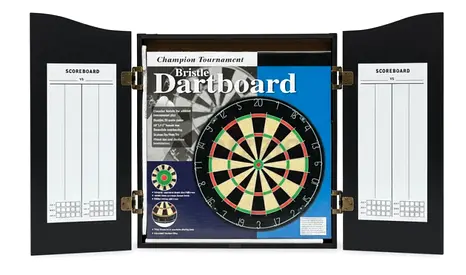 Cabinet Dartboard Black Double-Sided Game with Darts - Brand New