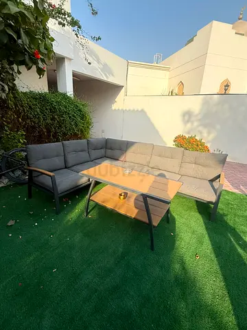 Outdoor L-shaped Sofa Set with Coffee Table - Good Condition