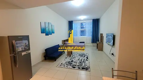 ✨ استوديو مفروش بالكامل للإيجار الشهري في أبراج عجمان ون – الراشدية✨ استمتع بحياة الرفاهية في واحد من أرقى أبراج عجمان! استوديو فاخر مفروش بالكامل بفر