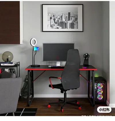 Ikea HUVUDSPELARE Modern Black Minimalist Study and Work Desk