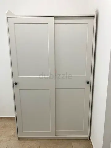 White Sliding Door Wardrobe - Compact 2-Door Armoire