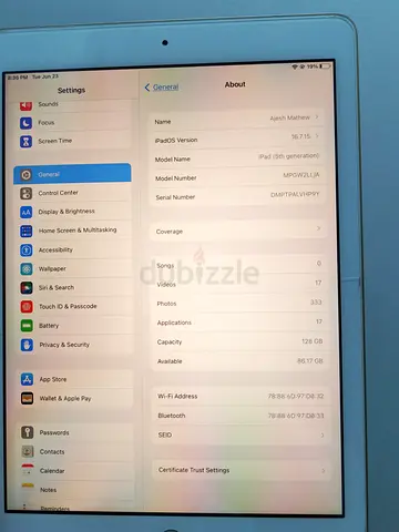 i pad ios version 16.7- 9.7 inch (Perfect Condition)
