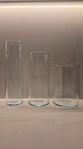 Vase, set of 3, clear glass.