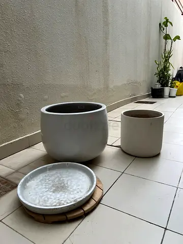Ceramic Plant Pots and Drainage Tray