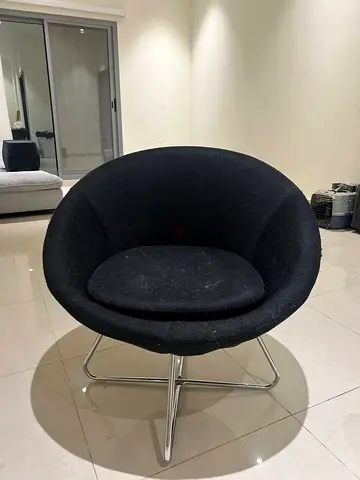 Urgent sale today!! Modern Black Round Swivel Armchair with Chrome Base