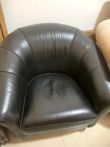 Comfortable Dark Brown Faux Leather Tub Chair 2 pcs set