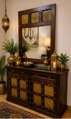 Marina Home Solid Wood Antique Sideboard/Dresser With Wall Mirror