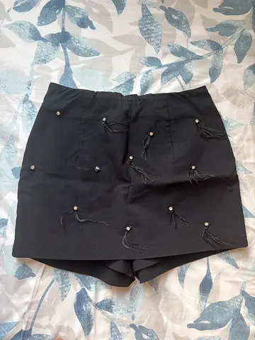 Black Embellished Skort for Women