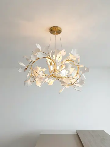 Chandelier light with brass frame