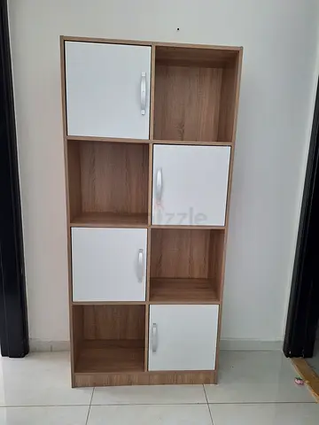 Wooden 8-Compartment Storage Shelf with 4 Doors - Good Condition