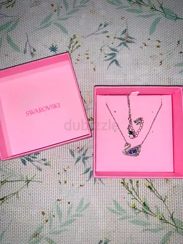Swarovski Swan Pendant Necklace, Rhodium plated, with Box