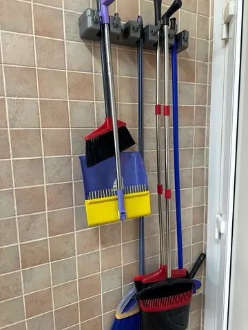 Cleaning Set with Broom, Dustpan and Wall Organizer