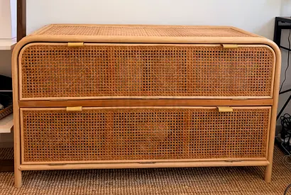 Rattan/Wicker Two-Drawer Storage Dresser - Natural Finish (two pieces available)