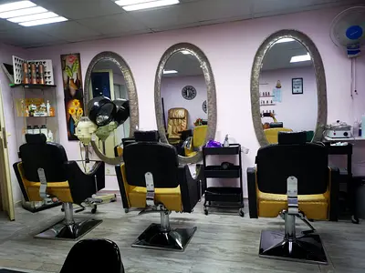 Fully Equipped Salon Styling Stations with Chairs, Dryers  Mirrors- Beauty  Salon