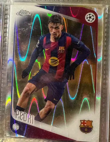 Topps Chrome PEDRI Barcelona UEFA Prism Football Trading Card (Sleeved)